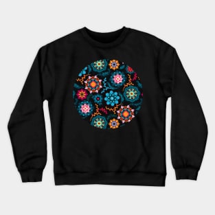 Suzani Inspired Pattern on Black Crewneck Sweatshirt